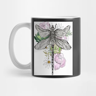 Dragonfly and Floral Design Mug